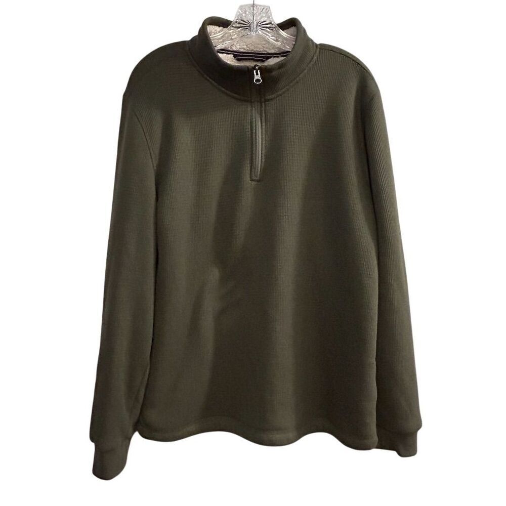BC Clothing Men's M Green 1/4 Zip Fleece Pullover‎ Sweater Casual